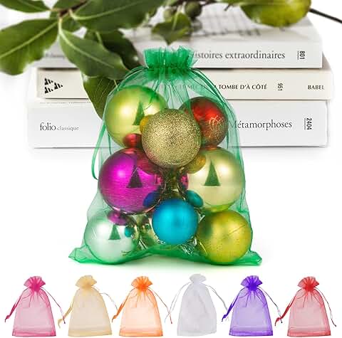 100 Green Organza Bags 6x9 Inch with Drawstring