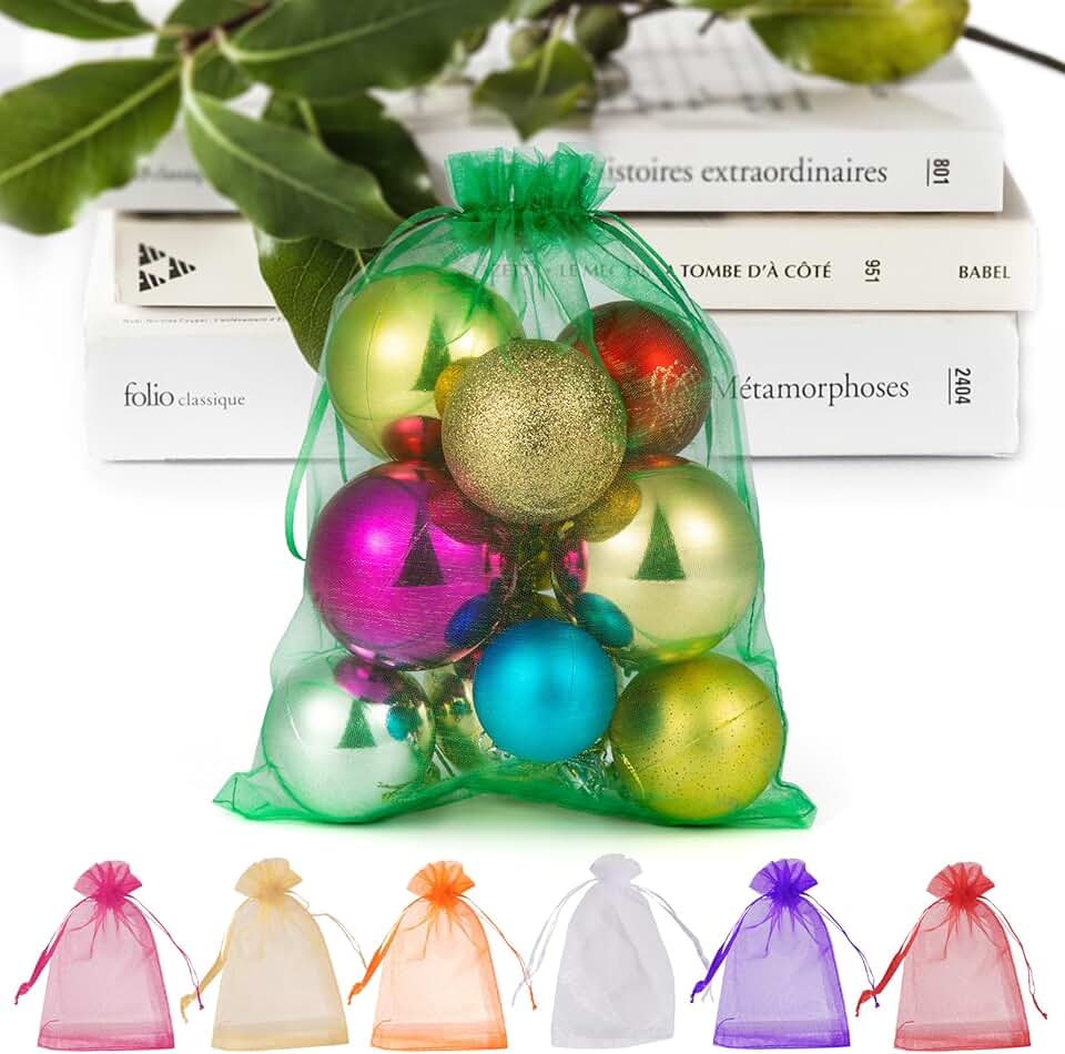 100 Green Organza Bags 6x9 Inch with Drawstring