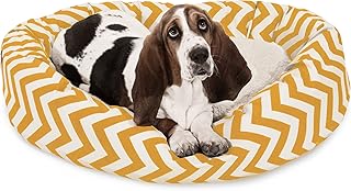 Soft Chevron Sherpa Dog Bed with Head Support