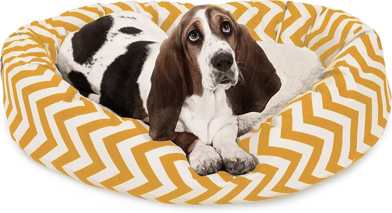 Soft Chevron Sherpa Dog Bed with Head Support