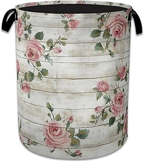Pink Roses Foldable Laundry Basket with Handles