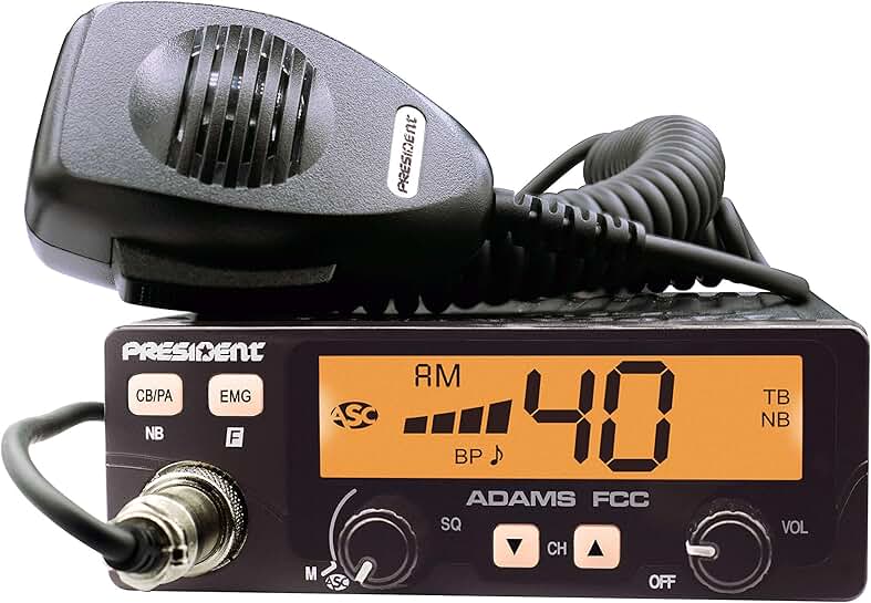 President Adams FCC CB Radio with Color LCD and Features