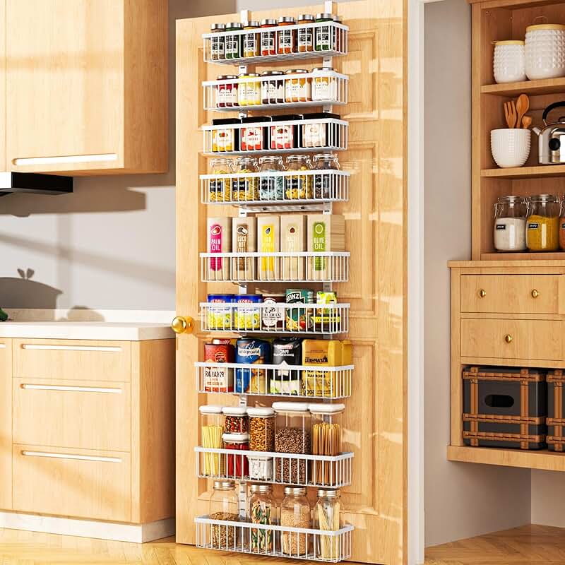 9-Tier White Over-the-Door Pantry Organizer