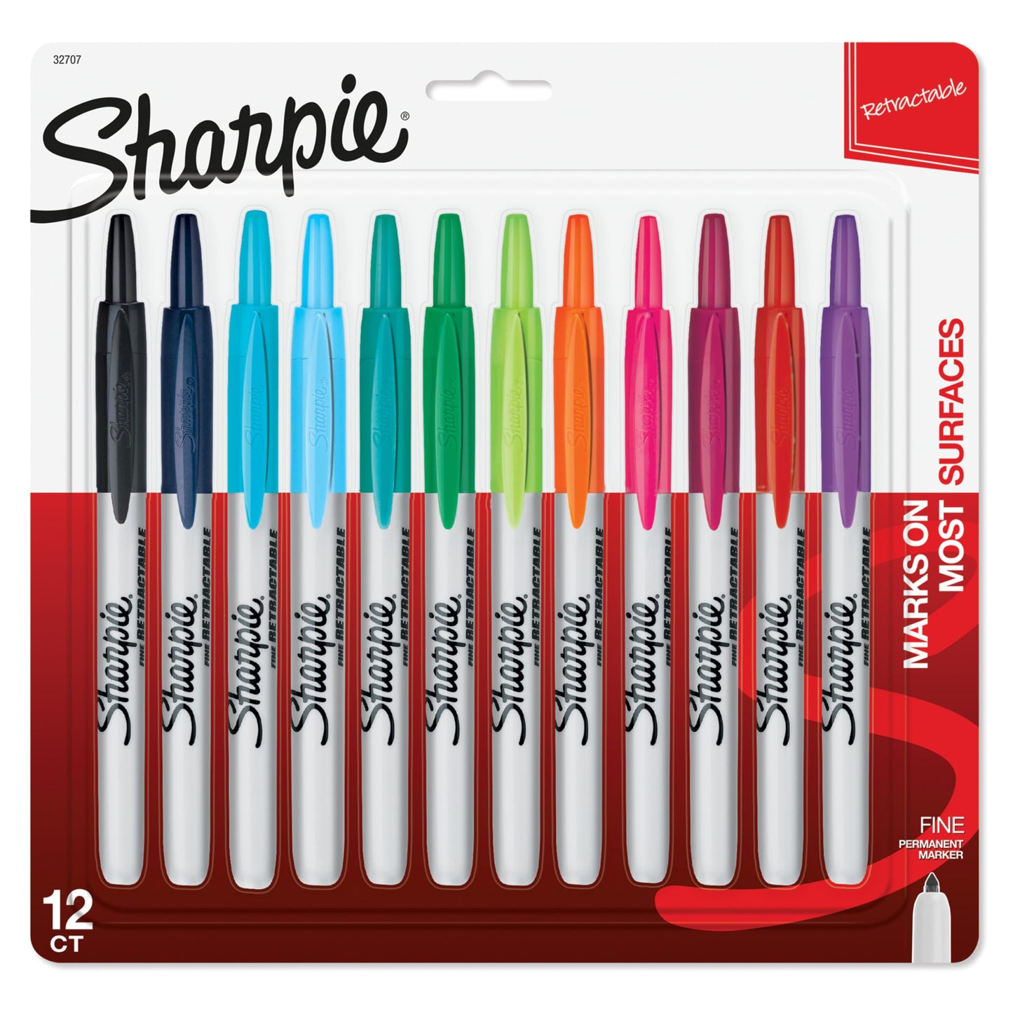 12 Assorted Fine Tip Permanent Markers