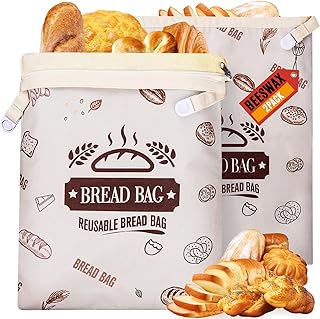 Two Reusable Cotton Beeswax Bread Bags for Fresh Loaves