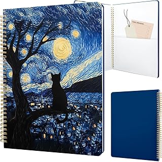 Aesthetic Spiral Notebook with Cat Galaxy Design