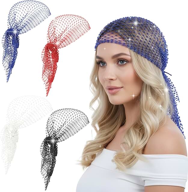 Set of 4 Rhinestone Head Scarves for Women
