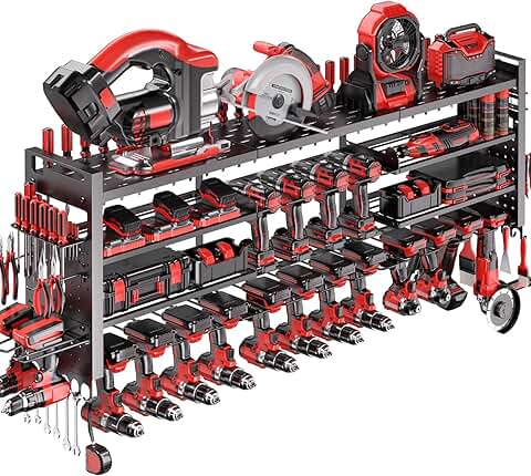 Large 4-Layer Wall Mount Power Tool Organizer