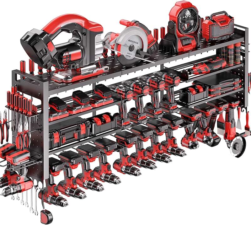 Large 4-Layer Wall Mount Power Tool Organizer