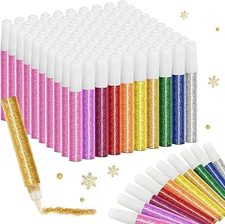 50 Glitter Glue Pens in 10 Colors for Crafts and Decorations