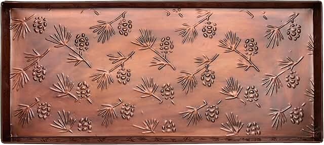 Pine Cone Pattern Metal Boot Tray, 30 x 13 inches