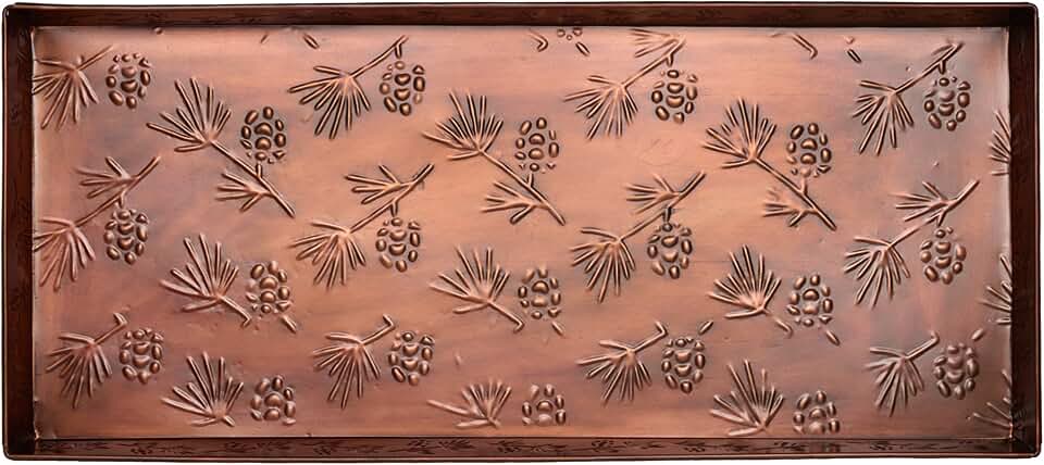 Pine Cone Pattern Metal Boot Tray, 30 x 13 inches