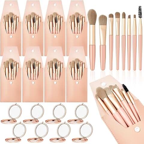 Mini Travel Makeup Brush Set with Bag and Mirror