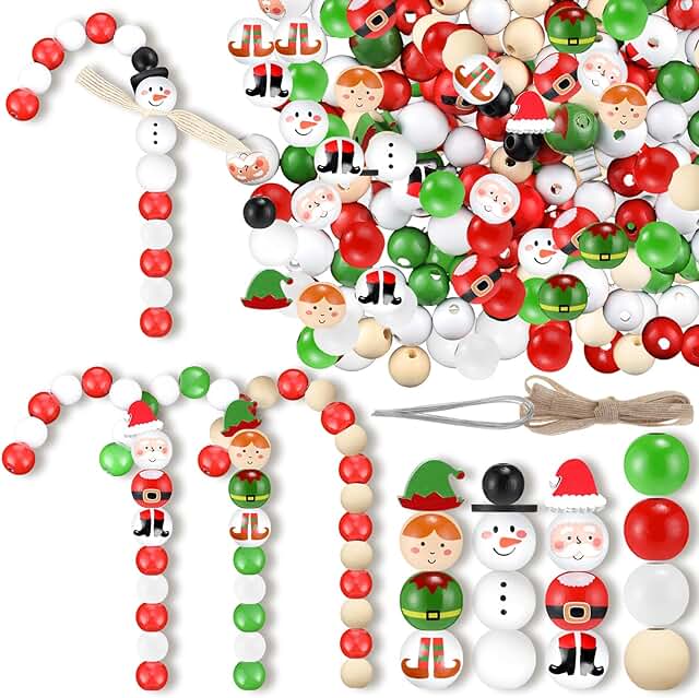 245-Piece Christmas Candy Cane Bead Craft Kit with Ornaments