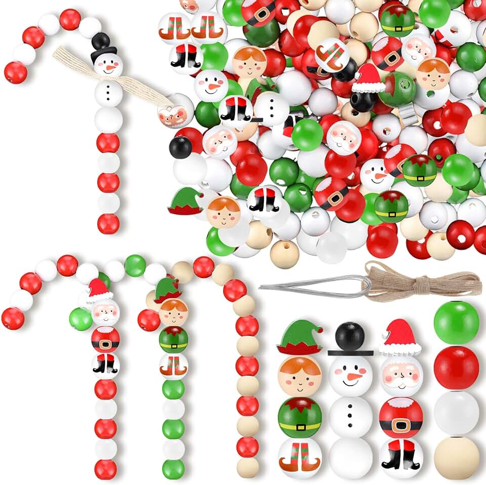 245-Piece Christmas Candy Cane Bead Craft Kit with Ornaments