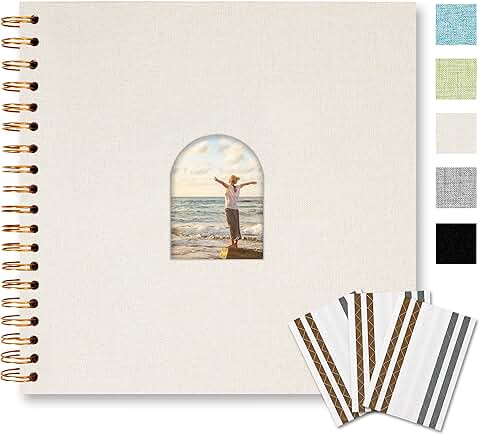 10x10 Inch Linen Scrapbook Album with Arch Window