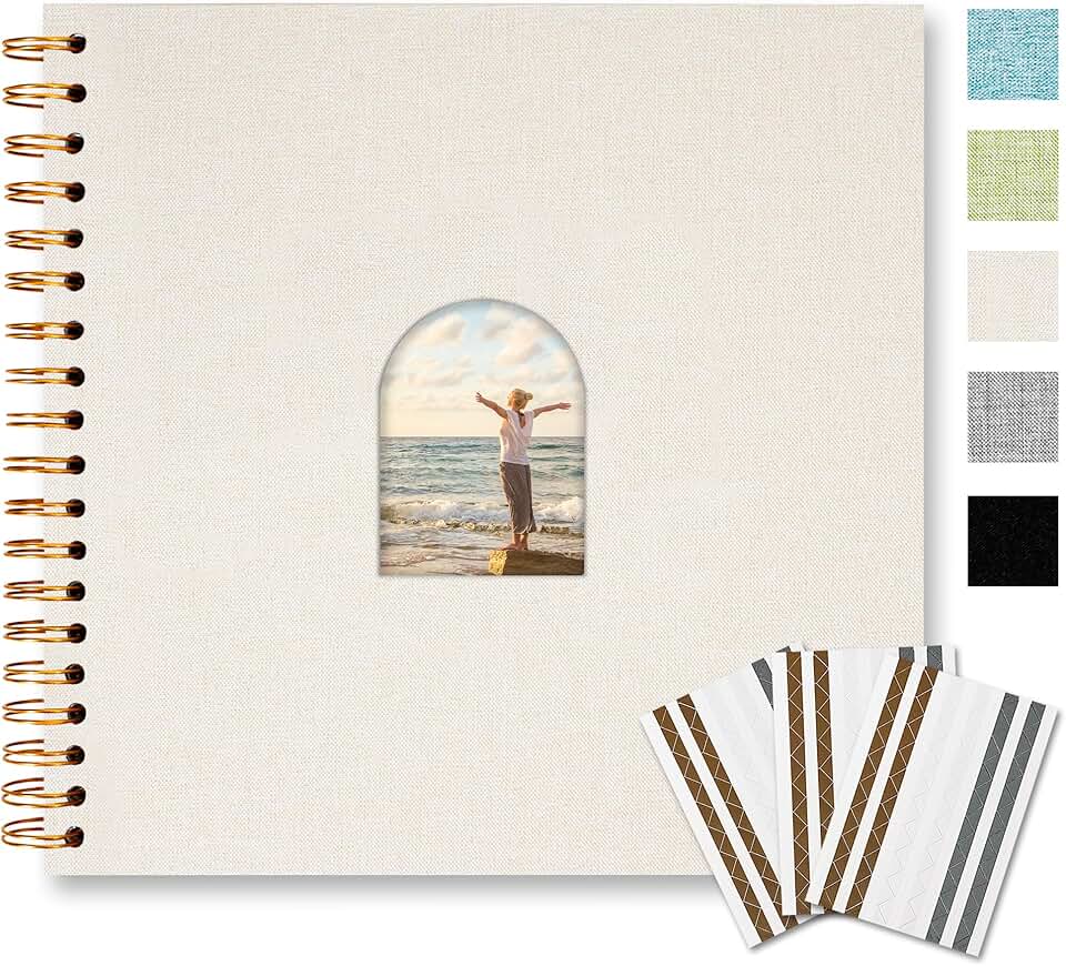 10x10 Inch Linen Scrapbook Album with Arch Window