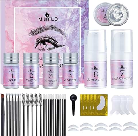 Lash Lift and Brow Lamination Kit for Fuller, Curled Eyelashes and Brows