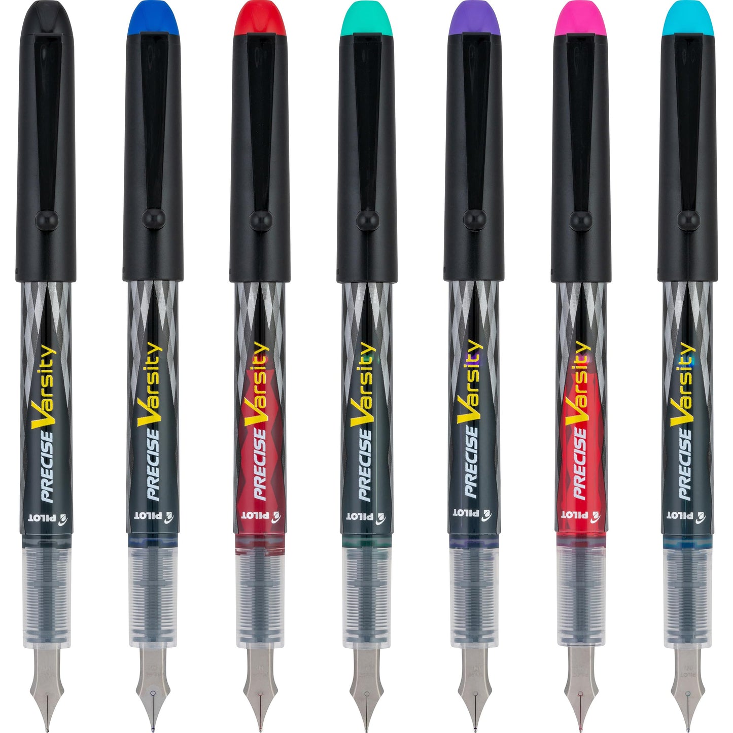 Set of 7 pre-filled fountain pens with stainless steel nibs