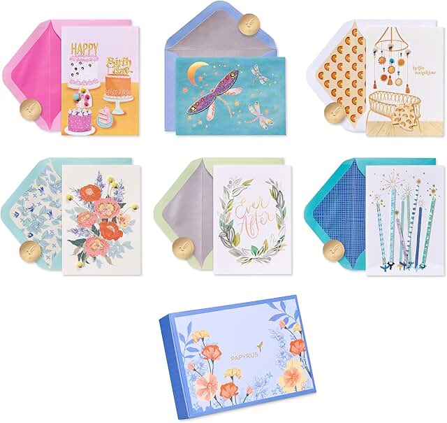 Set of 6 blank greeting cards for all occasions