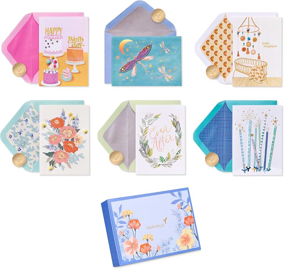 Set of 6 blank greeting cards for all occasions