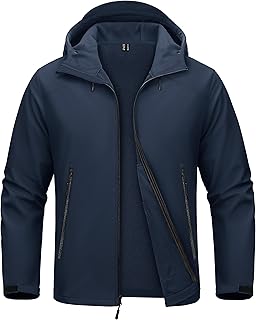 Men's Waterproof Fleece-Lined Softshell Hooded Rain Jacket