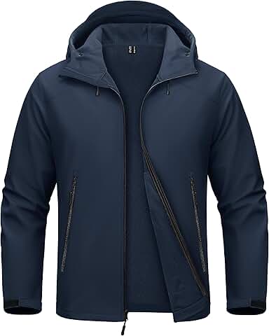 Men's Waterproof Fleece-Lined Softshell Hooded Rain Jacket