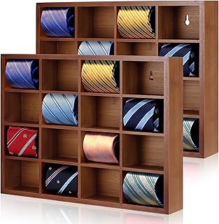 Wall-Mounted Tie and Belt Organizer, 16 Compartments