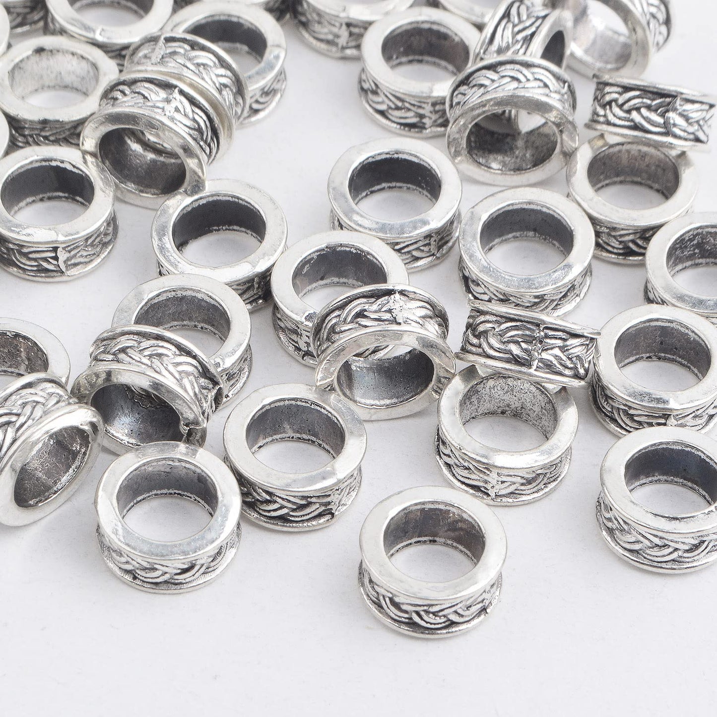 100pcs Antique Silver Rondelle Spacer Beads for Jewelry Making