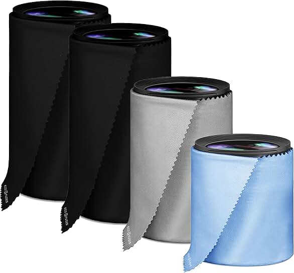 Set of four microfiber camera lens pouches
