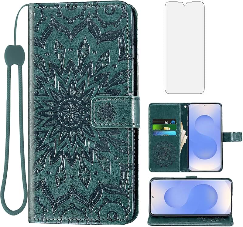 Slim sunflower leather flip cover with card holder for Galaxy S25 Edge