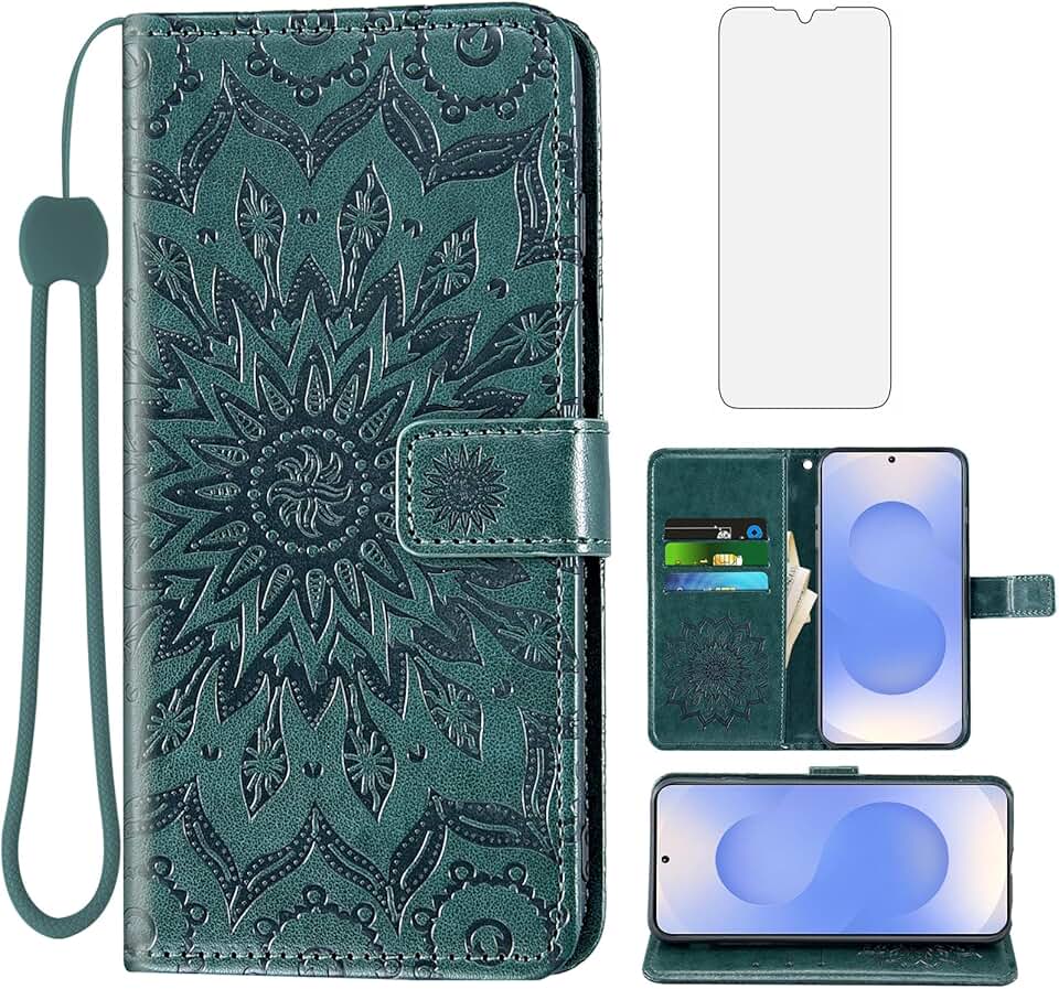 Slim sunflower leather flip cover with card holder for Galaxy S25 Edge