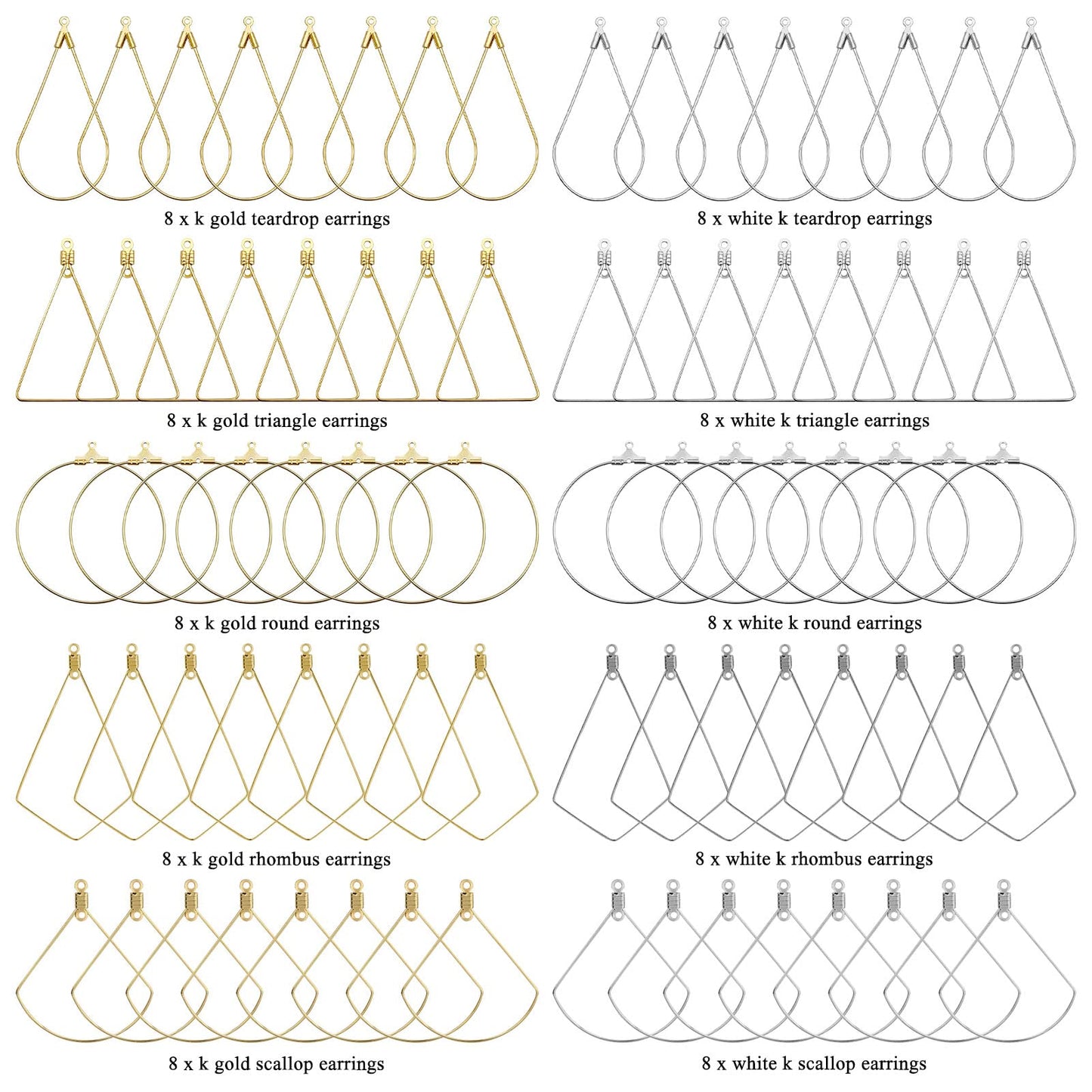 80pcs Beading Hoop Earrings Set for Jewelry Making