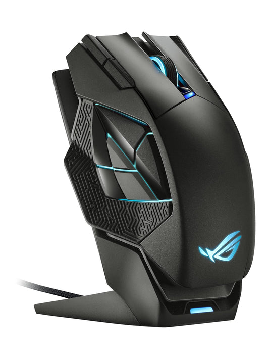 ROG Spatha X Wireless Gaming Mouse (Magnetic Charging Stand, 12 Programmable Buttons, 19,000 DPI, Push-fit Hot Swap Switch Sockets, ROG Micro Switches, ROG Paracord and Aura RGB lighting)