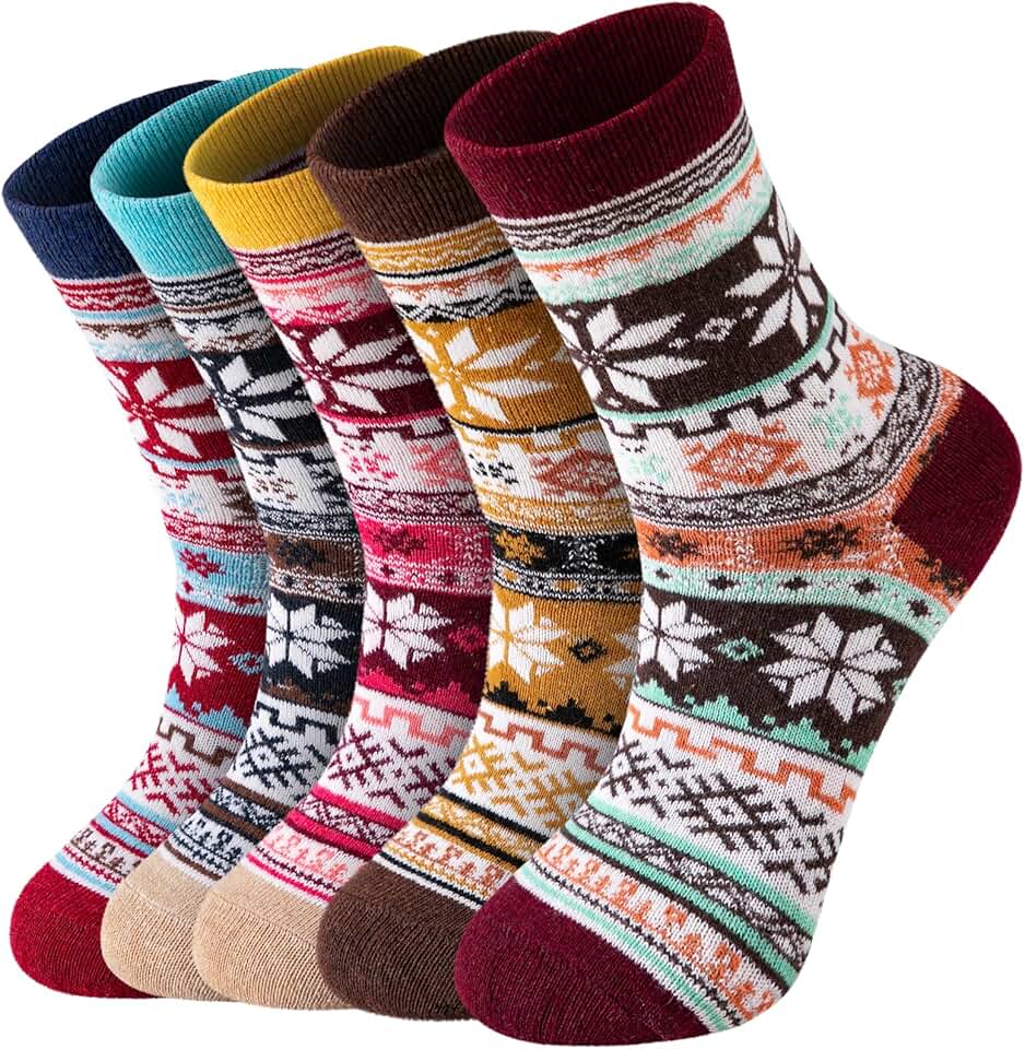 Five Pairs of Cozy Wool Socks for Women