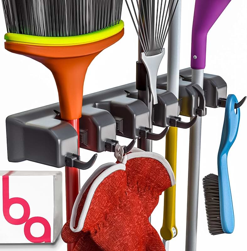 Wall Mount Mop and Broom Holder Organizer