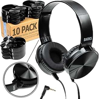 10-Pack Classroom On-Ear Headphones for Students