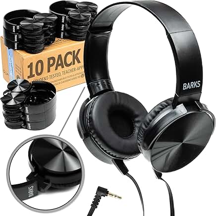 10-Pack Classroom On-Ear Headphones for Students