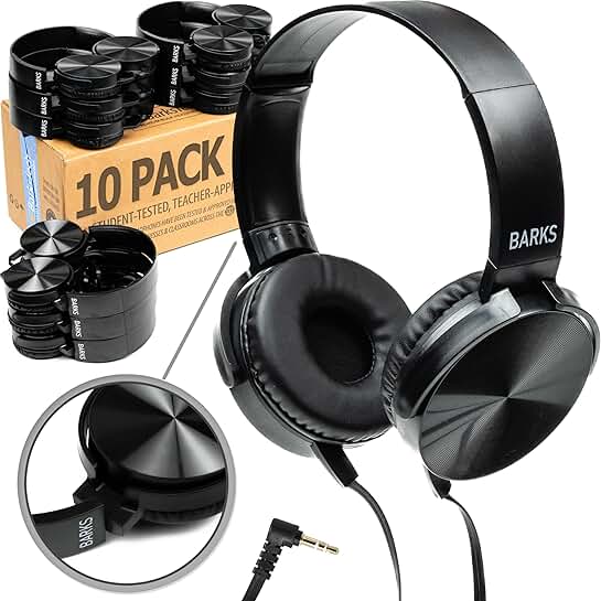 10-Pack Classroom On-Ear Headphones for Students