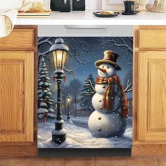 Magnetic Snowman and Streetlight Vinyl Stickers for Home