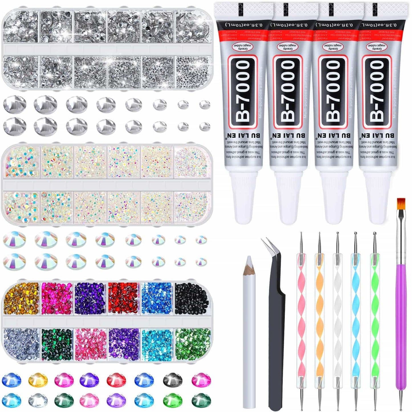 Jewelry Rhinestones and Tools Kit for Crafts and Decorations