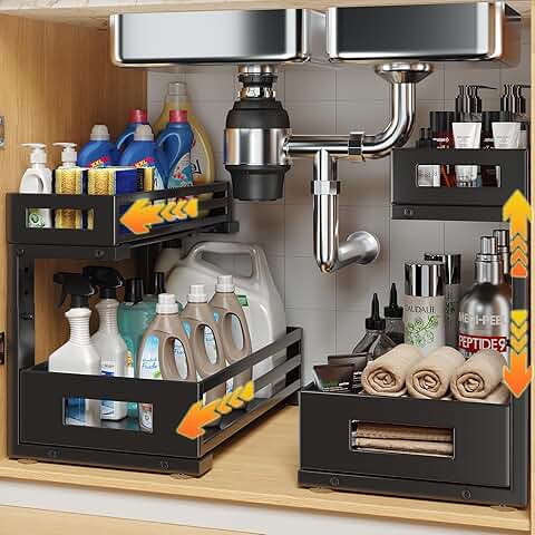 Two-Piece Under Sink Organizer with Adjustable Drawers