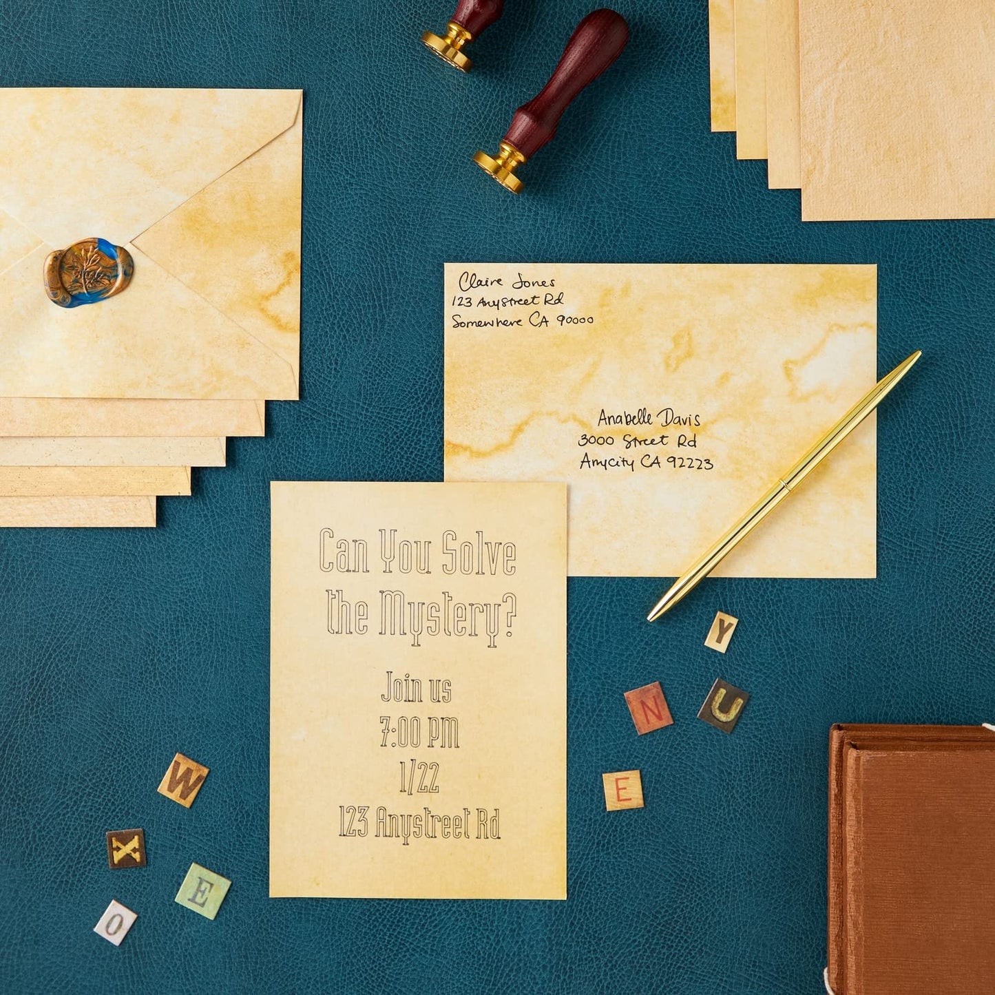 Set of 60 Vintage Style Paper Postcards with Envelopes