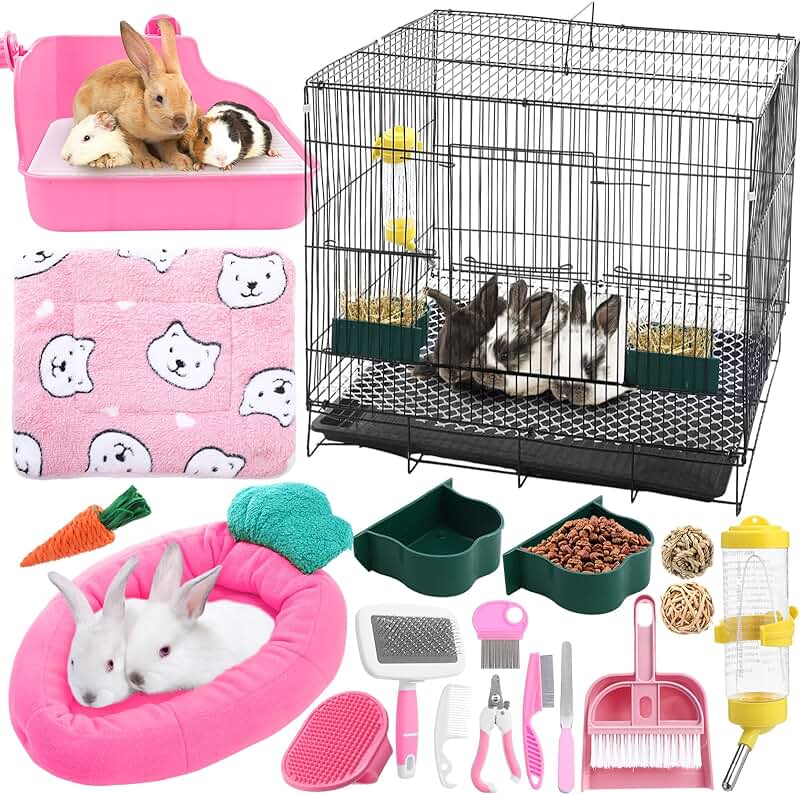 Rabbit Starter Kit with Toys, Bedding, and Accessories