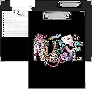 Black Leopard Print Nursing Clipboard with Storage