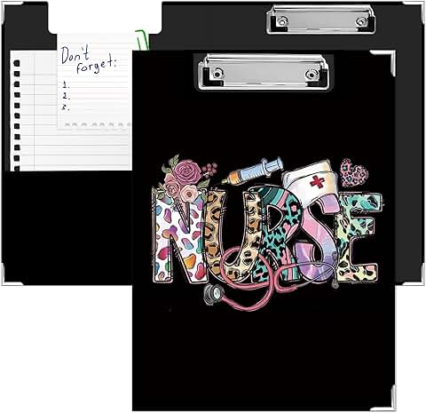 Black Leopard Print Nursing Clipboard with Storage