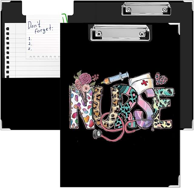 Black Leopard Print Nursing Clipboard with Storage