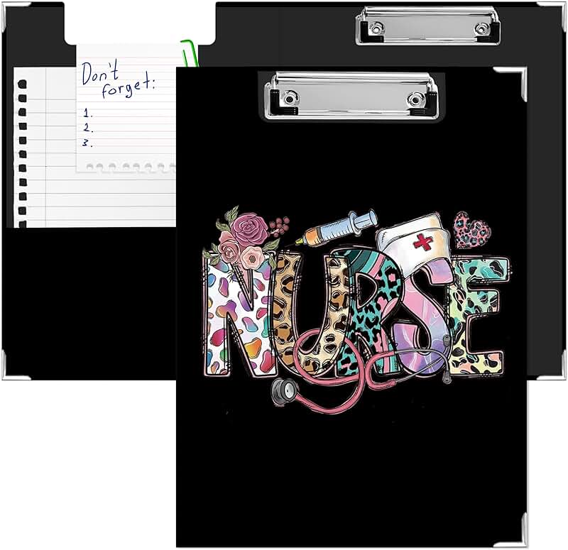 Black Leopard Print Nursing Clipboard with Storage