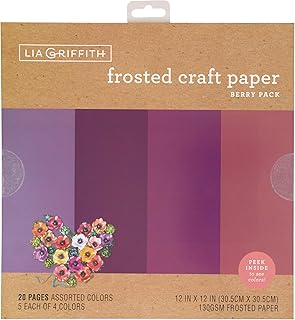 Frosted Craft Paper, 12x12 inches, Berry Pack, 20 sheets