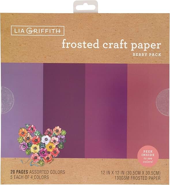 Frosted Craft Paper, 12x12 inches, Berry Pack, 20 sheets